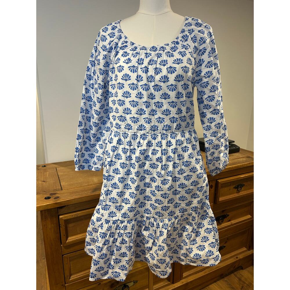 J CREW Sz 10 Poplin Cotton Womens Dress Beach Bishop Sleeve Coastal Light NWT